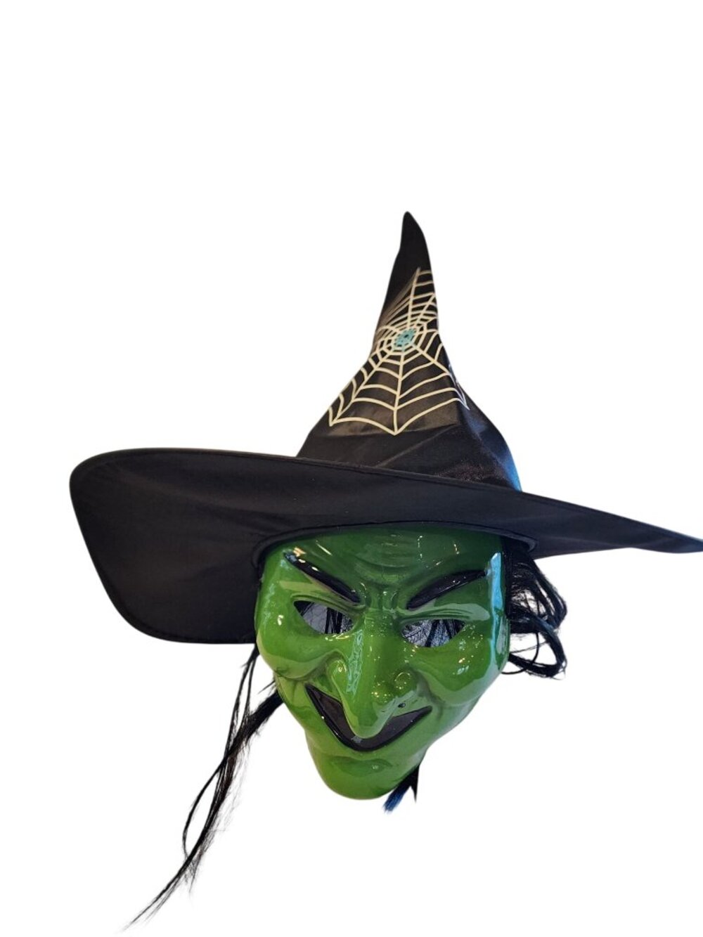Halloween Witch hat & Mask With Black Hair NEW